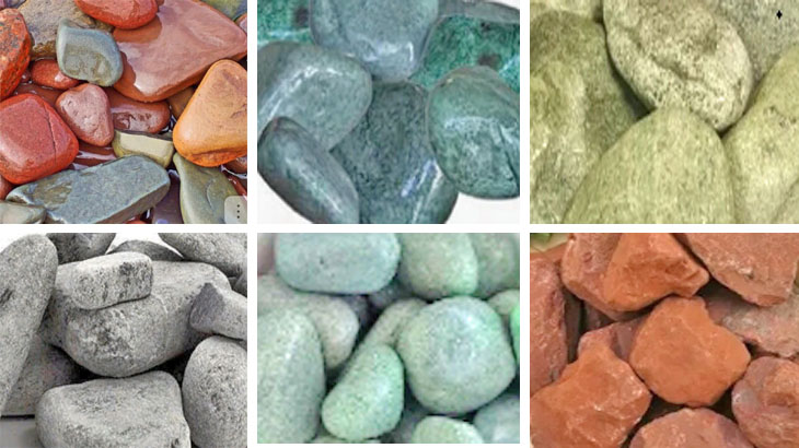 Минералы для каменки разного цвета, выбираем на свой вкус